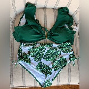 Sporlike Green Leaf Bikini Set